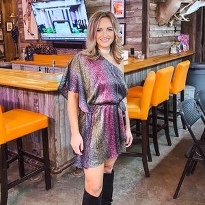 Super cute rainbow metallic dress